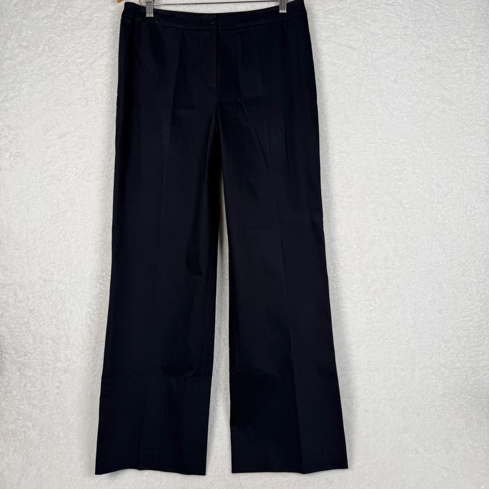 Talbots Collection Trousers‎ Womens 12 Navy Blue Wide Leg Italian Cotton Stretch